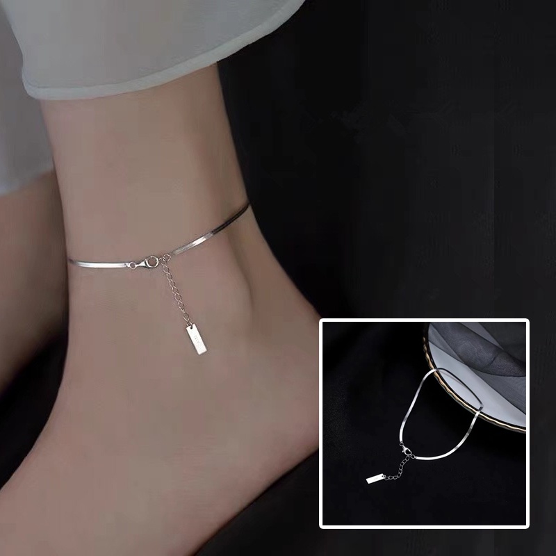 Jojo COCO สร้อยข้อเท้าโซ่ กระดูกงู แบบแบน เทรนด์ใหม่ สไตล์เกาหลี เครื่องประดับแฟชั่น สําหรับผู้หญิง