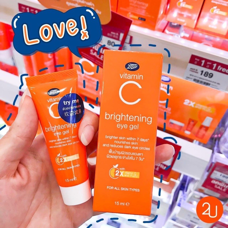 ถูกที่สุด พร้อมส่ง BootsVitC วิตามินซี อายเจล ฟื้นฟูรอบดวงตา สูตรใหม่ วิตามินซีX2