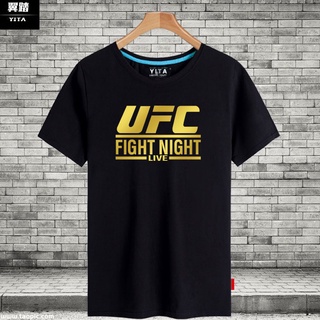 ผ้านุ่ม ใหม่ UFC เสื้อยืดแขนสั้น ผ้าฝ้าย ลายศิลปะการต่อสู้ Ultimate  Championship สําหรับผู้ชาย และผู้หญิงสามารถปรับแต่ง