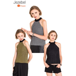 Jezebel เสื้อเบลาส์ Roaring Twenty Shimmery Halter-Neck