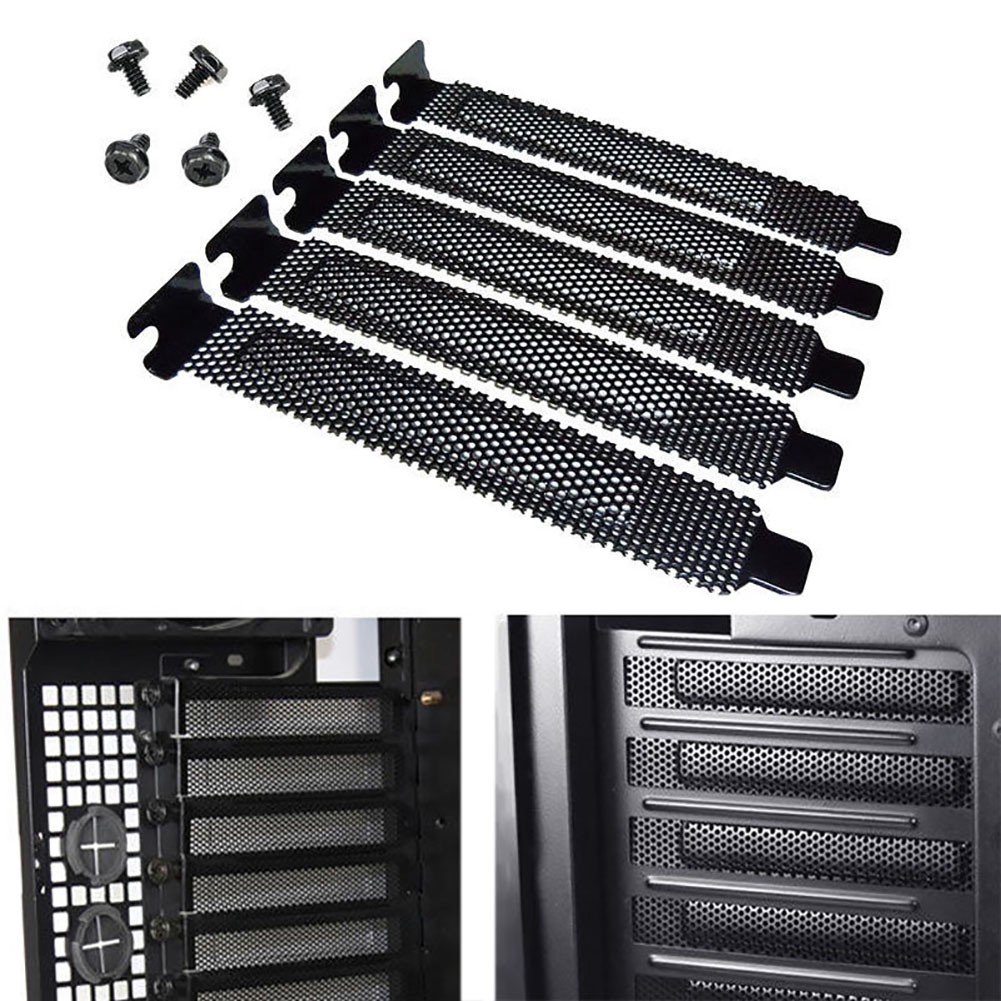 5 ชิ้นโลหะกระจายความร้อนคอมพิวเตอร์ PCI Slot Cover กรองฝุ่นแผ่นเปล่า R25