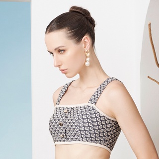 VALENTIER RE-EDITION TULIP JACQUARD BRA TOP บราทอป เสื้อครอป บราผ้าทอลายดอกไม้ เสื้อลายดอกไม้