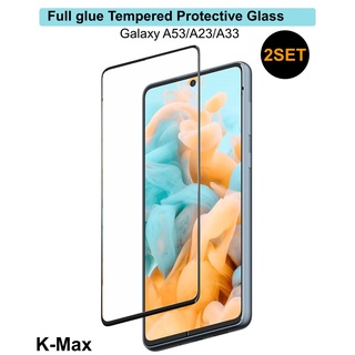 K-Max Galaxy A53/A33/A23 5G [Screen Protector x2] Support Fingerprint Reader, Full glue 9H Tempered Glass Protector