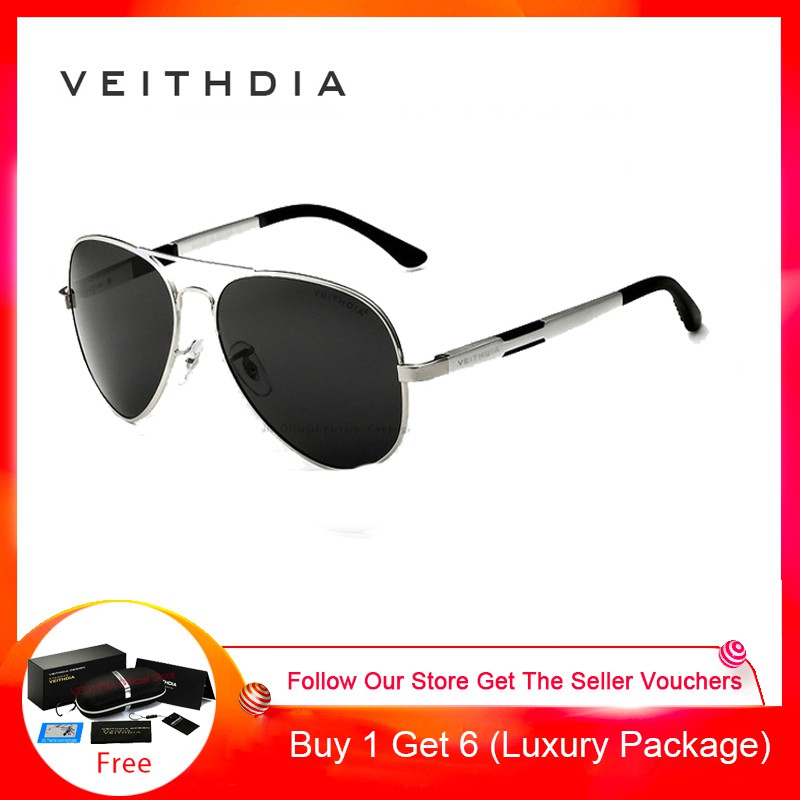 VEITHDIA 6695 เเว่นกันแดด อลูมิเนียม กันแสง UV แฟชั่น มี 4 สี สำหรับผู้ชาย ราคา ถูกที่สุด ดีลบีเคเค แกลเลอรีภาพที่ 7