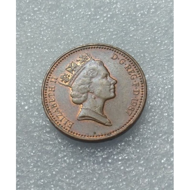 เหรียญต่างประเทศ อังกฤษ ปี 1987 ชนิด 1 One Penny ผ่านใช้สวยตามภาพน่าสะสม