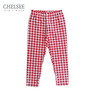 Chelsee กางเกงเลกกิ้ง เด็กผู้หญิง ลายสก๊อตแดง รุ่น 237767 ผ้า Cotton 95% Spandex 5% มีความยืดหยุ่น อายุ 2-10ปี