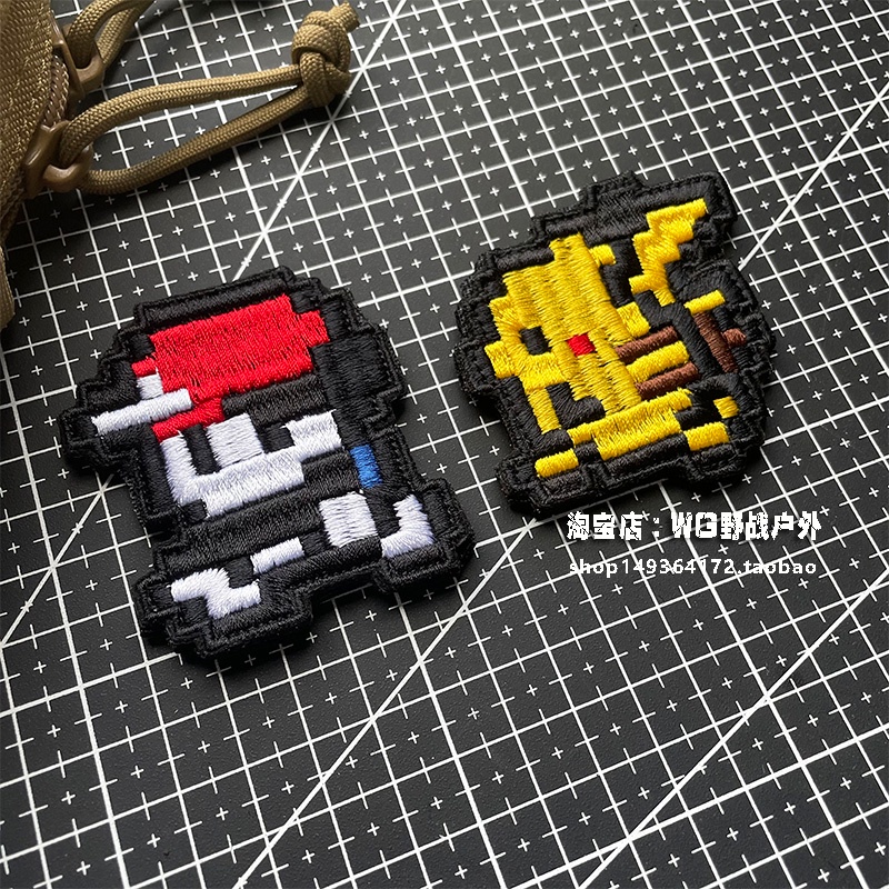 [ที่กําหนดเอง Armband Velcro] Pokémon Pixel สไตล์ Pikachu Morale Badge Pokemon สามมิติเย็บปักถักร้อย Armband Patch Badge Armband ผ้าป้ายเย็บปักถักร้อยไฟฟ้า Velcro Ba
