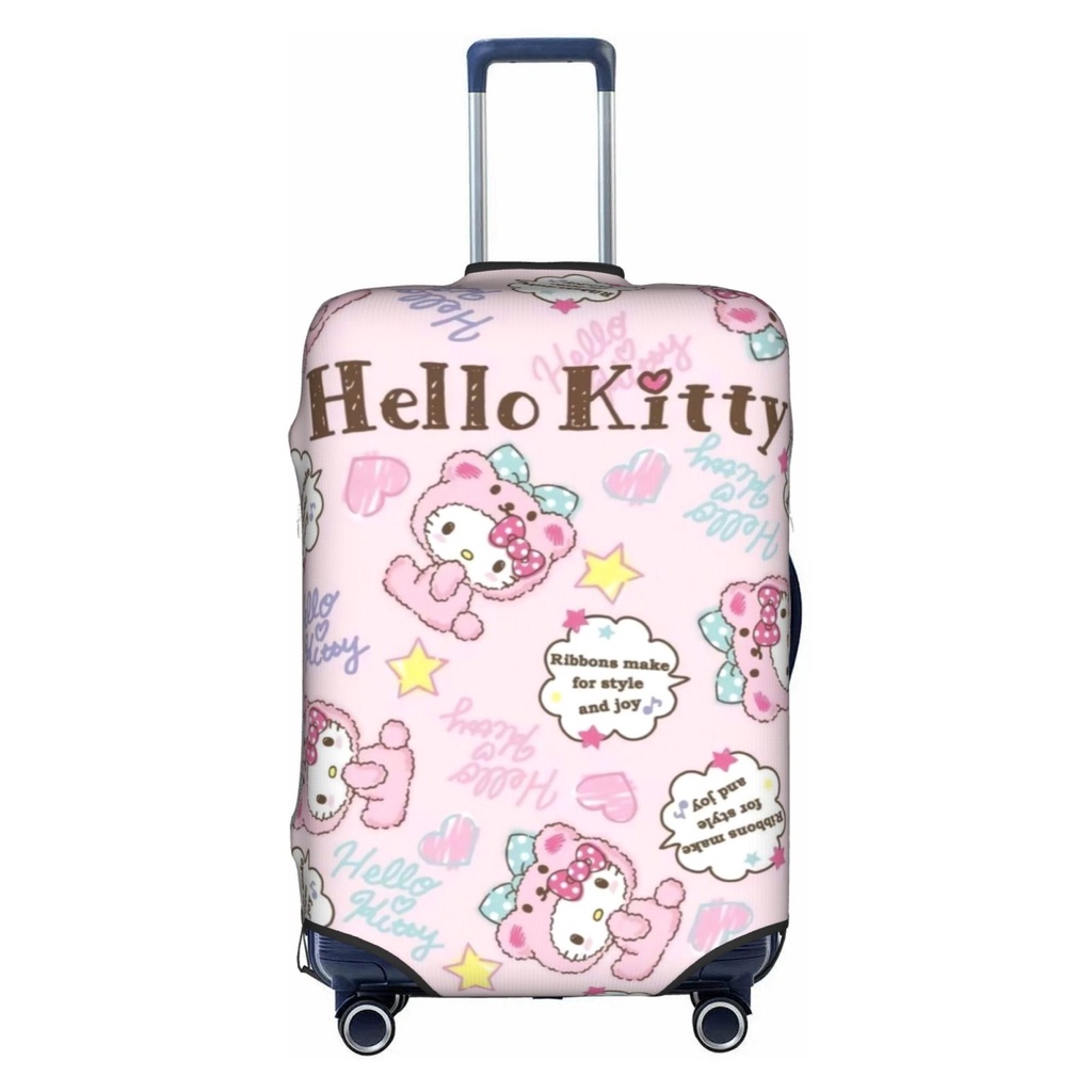 Sanrio Hello Kitty ผ้าคลุมกระเป๋าเดินทางแบบล้างทําความสะอาดได้ผ้าคลุมกระเป๋าเดินทางป้องกันรอยขีดข่วนเหมาะกับกระเป๋าเดินทางขนาด 18-32 นิ้ว