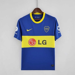 เสื้อกีฬาแขนสั้น ลายทีมชาติฟุตบอล Boca Juniors 10-11 ชุดเหย้า สไตล์เรโทร