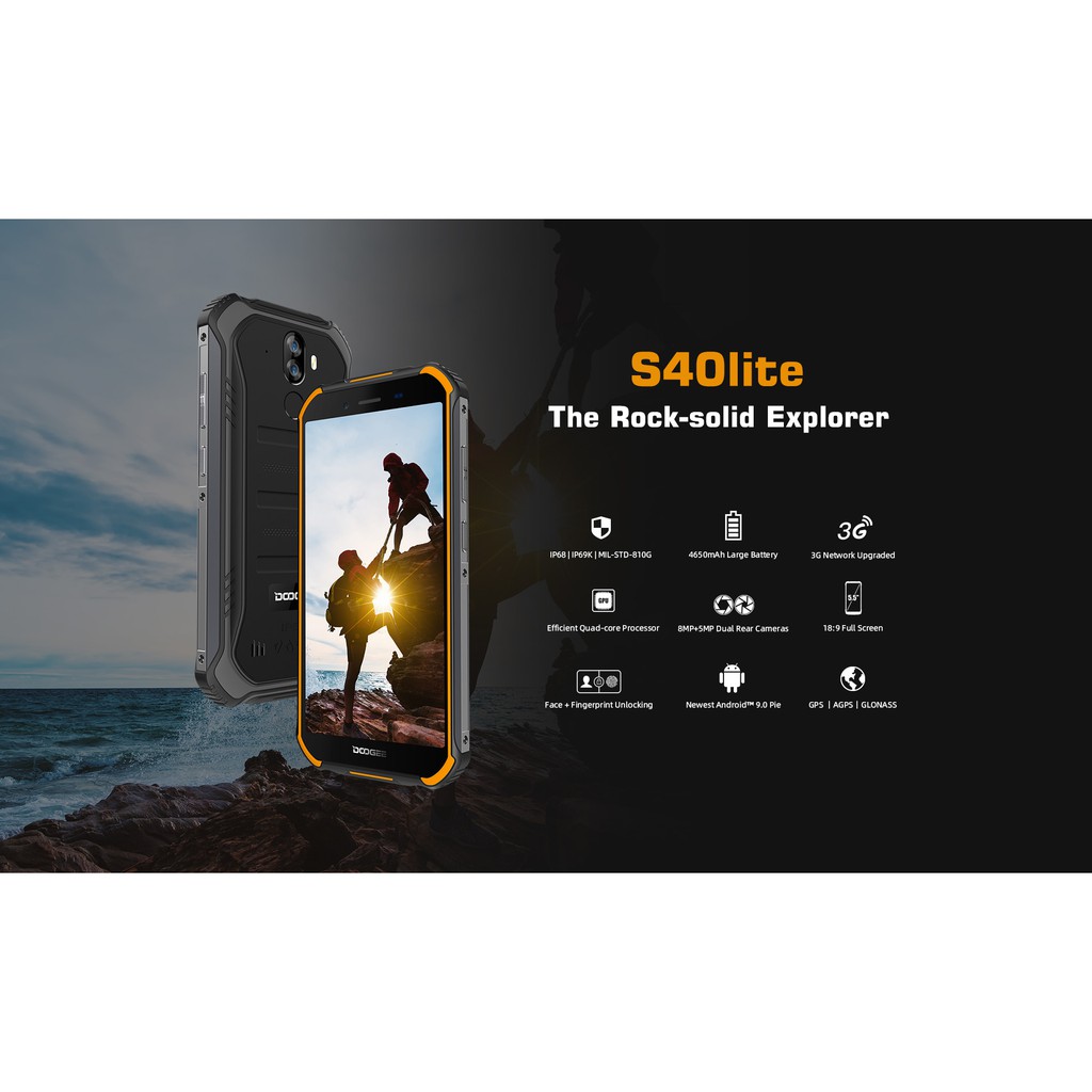 (ส่งของทันทีจากไทย) IP68 DOOGEE S40 Lite กันน้ำได้ 4G สมาร์ทโฟน จอ 5.5 นิ้ว 2GB แรม16GB รอม แบตอึด แอมป์ Android 9.0