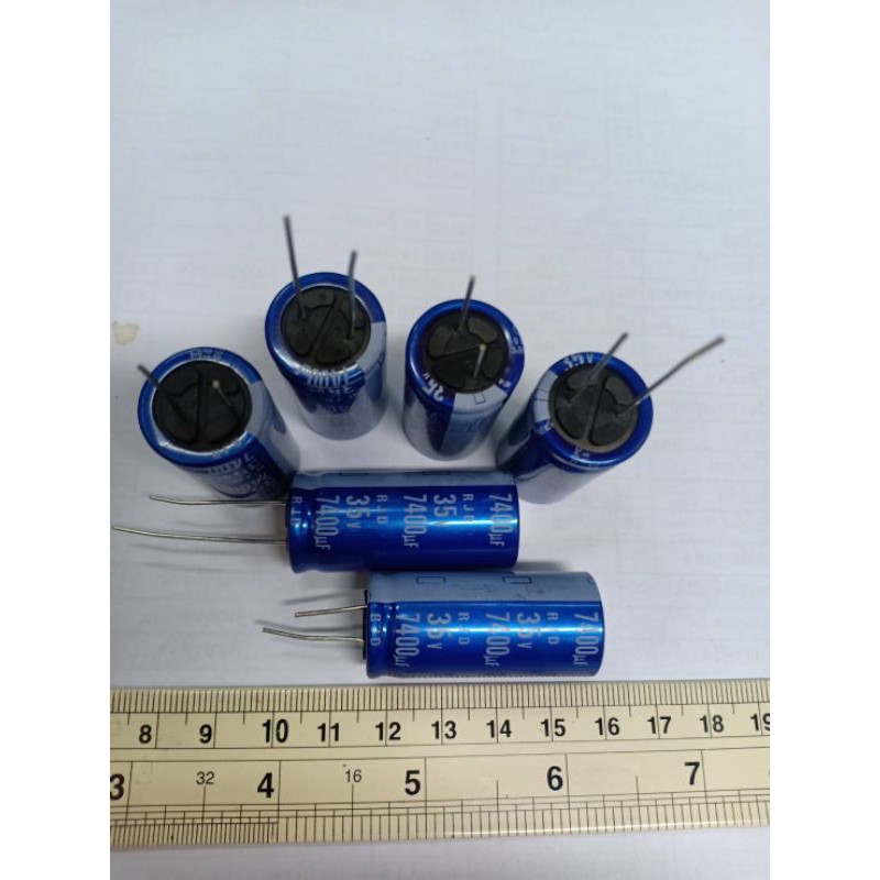 คาปาซิเตอร์7400uf/35V ELNA-ไหม่แท้105Cขนาด18x38mmคาปาซิเตอร์แอมป์ขยายขายแพ็ก6ตัว100บาทสินค้าพร้อมจัด