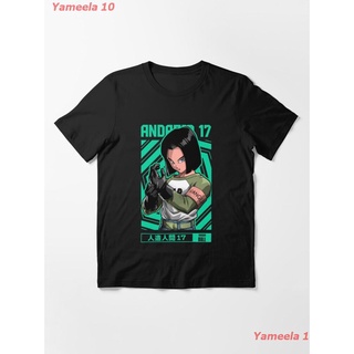 เสื้อยืดผ้าฝ้ายพิมพ์ลายแฟชั่นAndroid 17 = DRAGON BALL Z = Anime Otaku Design Essential T-Shirt ดราก้อนบอล ​หมายเลข 17 พิ