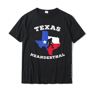 เสื้อยืดลําลอง ผ้าฝ้าย แขนสั้น พิมพ์ลาย Texas Neanderthal สไตล์เรโทร สําหรับผู้ชายS-5XL