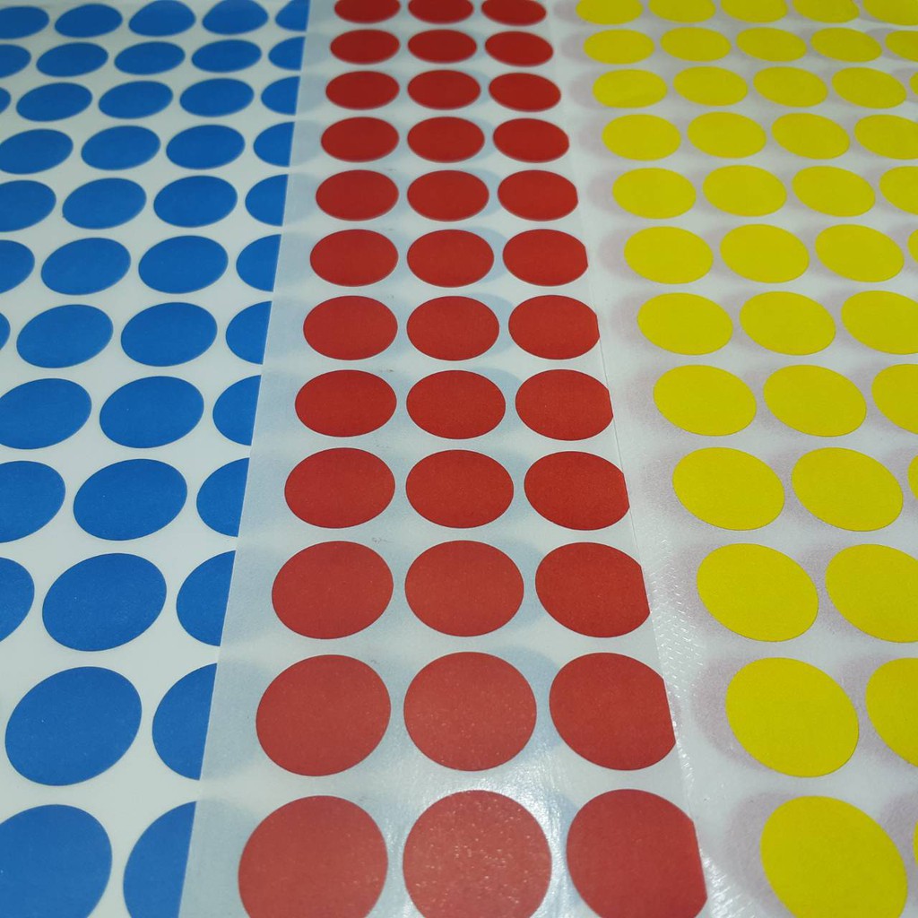 มีราคาส่ง 8 บาท Stickerสี วงกลม 20 mm. แผ่นละ96ดวง @0.83 เท่านั้น แปะเพื่อคัดโควิท