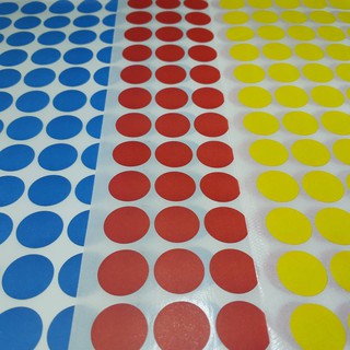มีราคาส่ง 8 บาท Stickerสี วงกลม 20 mm. แผ่นละ96ดวง @0.83 เท่านั้น แปะเพื่อคัดโควิท