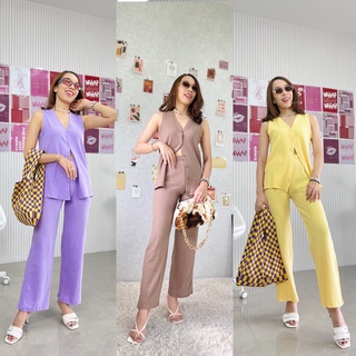 Ladyiconz - Pastel Sleevless Set ชุดเซท เสื้อ กางเกงขายาว