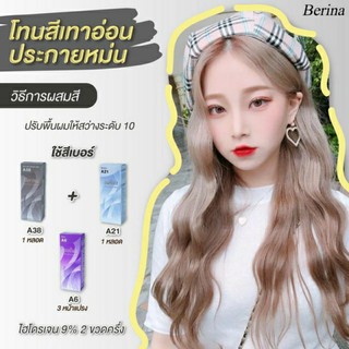 Berina เบอริน่า โทนสีเทาอ่อนประกายหม่น A38 A21 A6 (ชุด3กล่อง)