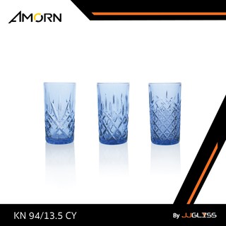 JJGLASS - ( AMORN )  KN 94/13.5 CY  Blue    - แก้วน้ำ แก้วแฮนด์เมท