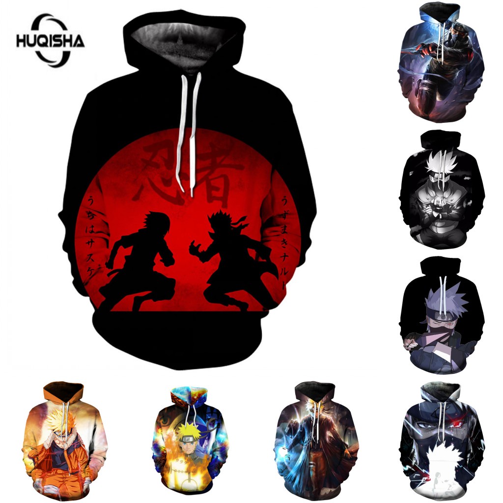Naruto Akatsuki Jacket Hatake Kakashi คอสเพลย์ผู้ชายแฟชั่น 3D Hoodies Streetwear
