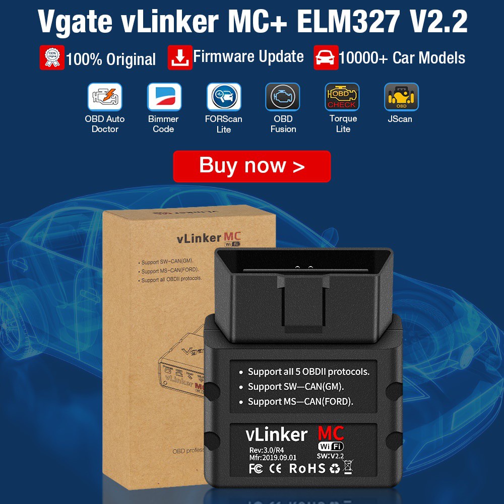 บลูทูธOBD2 เครื่องสแกนเนอร์Vgate vLinker MC + BLE ELM327 สําหรับAndroid/IOS/Windows ELM 327 wifiเครื