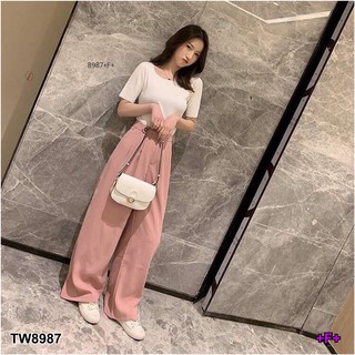 TwinsShopVip💗พร้อมส่ง TW8987 Set เสื้อคอเหลี่ยม + กางเกงขายาว