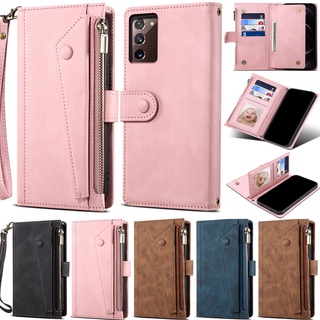 เคสโทรศัพท์หนัง PU นิ่ม มีซิป พร้อมช่องใส่บัตร ตั้งได้ สไตล์เรโทร หรูหรา สําหรับ Samsung Galaxy S23 Ultra S23 Plus A54 A14 4G M13 5G A14 Plus S23+