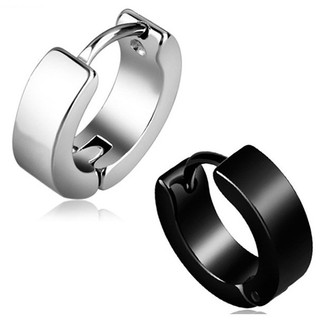 ต่างหู ตุ้มหู จิว ต่างหูผู้ชาย Punk Men Stainless Steel Hoop Piercing Round Earrings for Women Men 1 คู่