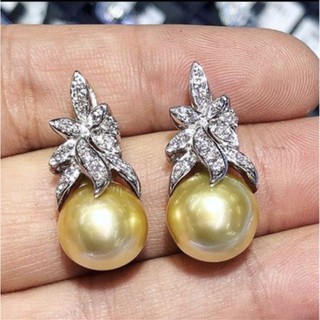 ต่างหูมุกเซาท์ซีคู่โต😍😍LARGE, Genuine, Golden South Sea Pearls, extremely FINE AA+, luster and quality!