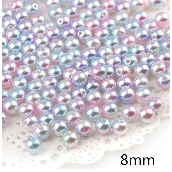 4/6/8/10 / 12 มม. รอบเลียนแบบสายรุ้งสี หน้าท้อง พลาสติกลูกปัดมุกสําหรับเสื้อผ้ากระเป๋ารองเท้า - รูปที่ 6