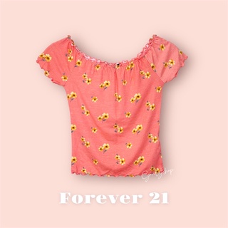 [New] Forever21 เสื้อทอป ลายดอกไม้ จุดจิ๋ว (สีโอรส)