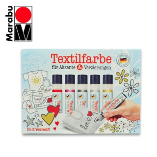 Marabu TextilFarbe 5x25ml. (ชุดสีเขียนผ้ามาราบูชนิดหลอดบีบ ) 1719k00575