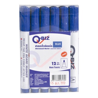 คิวบิซ ปากกาไวท์บอร์ด สีน้ำเงิน แพ็ค 12 ด้าม101337Q-BIZ Whiteboard Marker Blue 12Pcs.