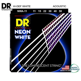 DR Strings สายกีต้าร์โปร่ง Hi-Def NEON WHITE: Coated Acoustic: 11-50