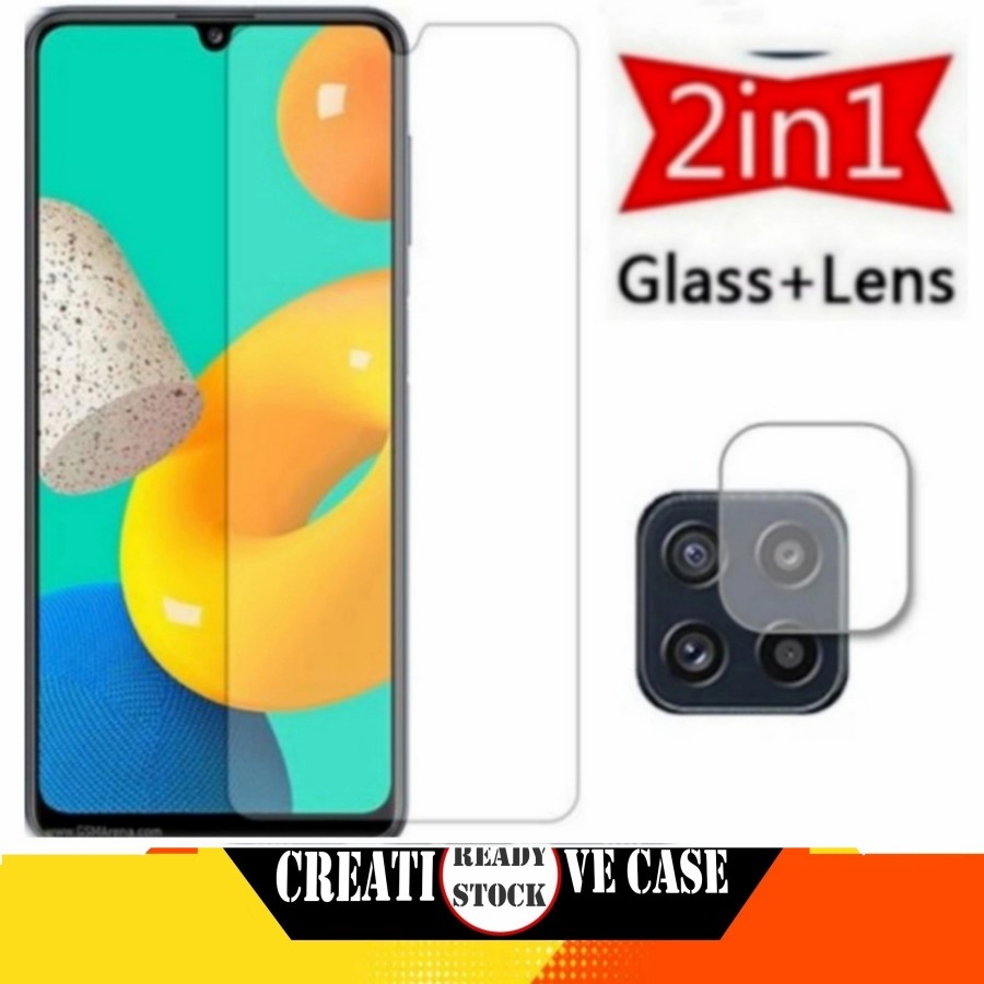 2 INC PACKAGE 1 กระจกนิรภัย Samsung Galaxy M32 ฟรีเลนส์กล้องกระจกนิรภัย