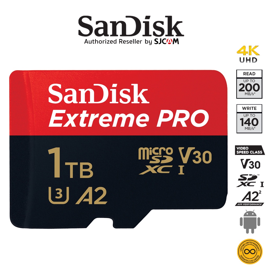SanDisk Extreme Pro microSD 1TB ความเร็ว อ่าน 200MB/s เขียน 140MB/s (SDSQXCD-1T00-GN6MA*1) เมมโมรี่ การ์ด แซนดิส ประกัน Synnex ตลอดอายุการใช้งาน