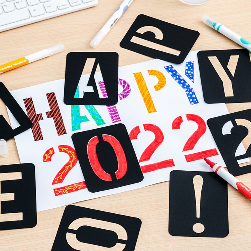 ไม่เป็นไร 42ชิ้นตัวอักษรจํานวนลายฉลุชุดพลาสติกตัวอักษรจิตรกรรมแม่แบบแม่พิมพ์ชุด - รูปที่ 6