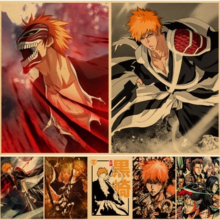 Bleach โปสเตอร์ติดผนัง โปสเตอร์เด็กวินเทจ โปสเตอร์ติดผนัง ศิลปะพิมพ์ อะนิเมะ ตกแต่งบ้าน ห้องนอน ศิลปะพิมพ์ภาพวาด รูปภาพ cuadros