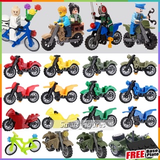 อุปกรณ์เสริมของ Minifigures Bicycle Motorcycle Harley Yellow Red Toys Gifts Collection Moc Mini Figures