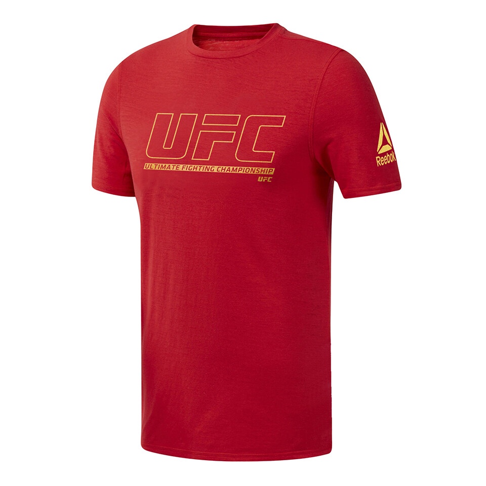 KLJLKJK✽Reebok MMA Free Fighting UFC Red Classic Popular Round Neck Sports Cotton Short Sleeve T-Shirt
