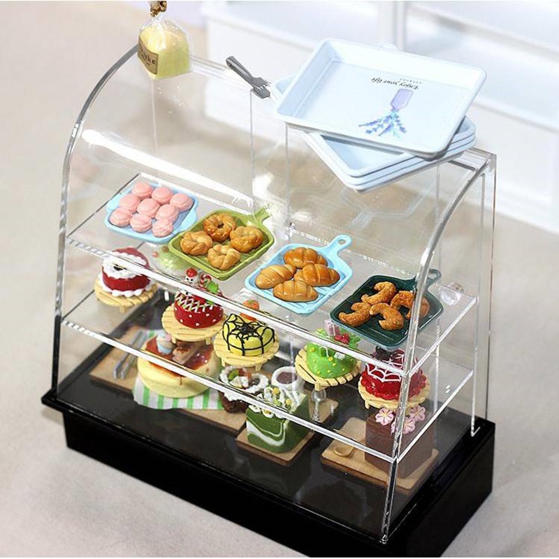 A12 ของเล่นตุ๊กตา ของจิ๋ว ตู้วางขนมเค้ก ตู้โชว์ ตู้เค้ก dollhouse