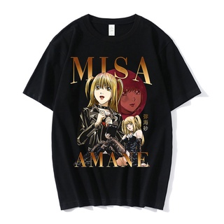 ผ้าฝ้ายคอกลมAnime Death Note Misa Amane T Shirt for Men Short Sleeved Manga T Shirts Pure Cotton Summer T-shirt Oversize