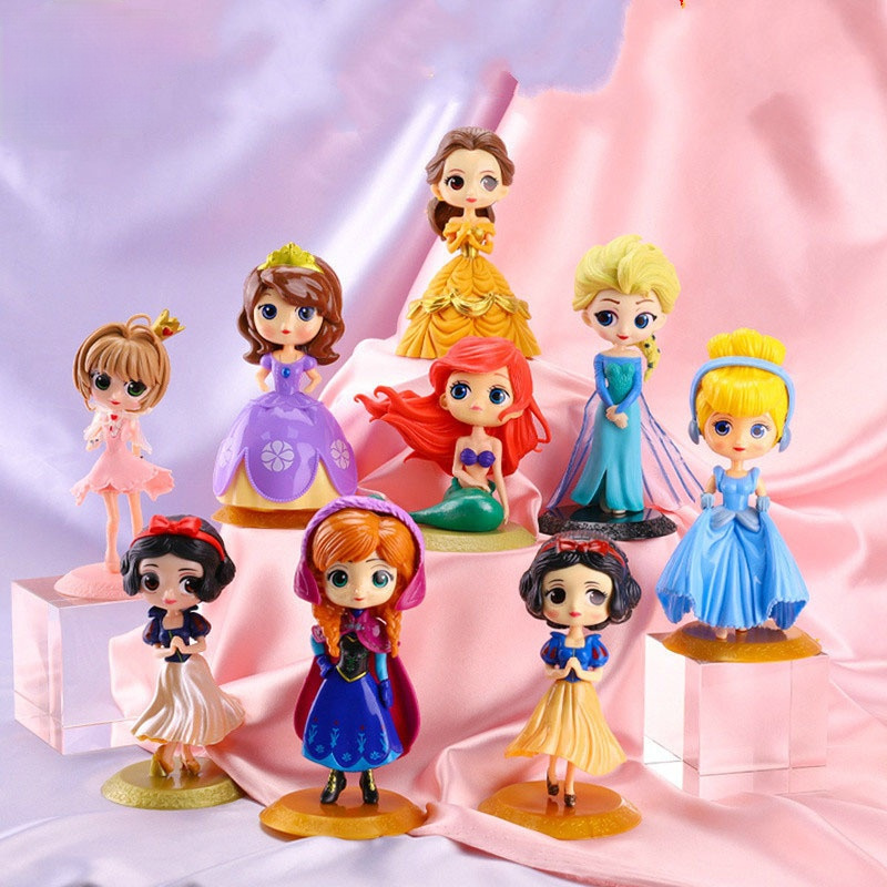 Princess Cake Topper พลาสติกแช่แข็งการ์ตูนอุปกรณ์ตกแต่งงานปาร์ตี้ของเล่นเด็กสาวเค้ก Toppers