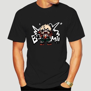 ใหม่เสื้อยืดลําลองสําหรับผู้ชายแขนสั้นพิมพ์ลาย My Hero Academia Bakugou Katsuki สีดําสไตล์ฮาราจุกุ 0454ASize S-5XL