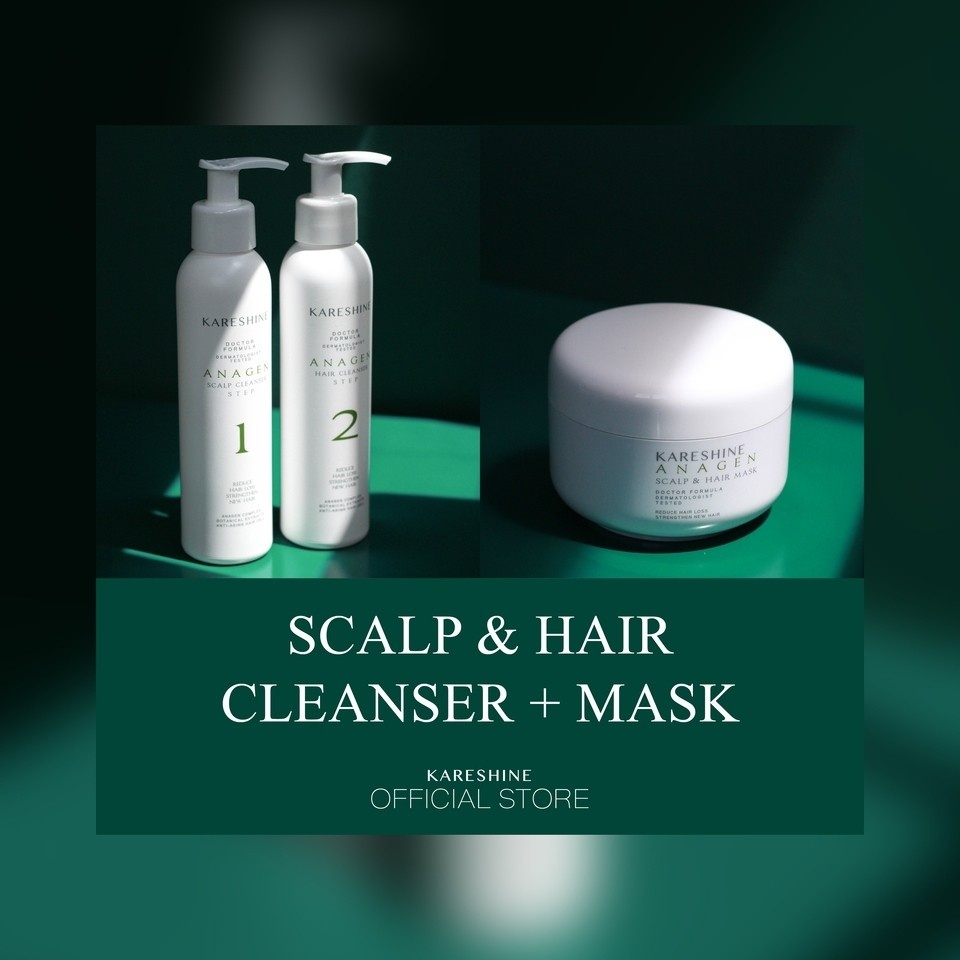Kareshine Anagen Set A (Cleanser & Mask) เซตลดผมขาดหลุดร่วง กระตุ้นผมงอก ฟื้นฟูผมเสียหนัก บำรุงผมนุ่มสลวยเงางาม