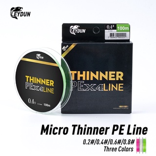 Micro THINNER สายเบ็ดตกปลา PE โมโนฟิลาเมนต์ถัก 100 ม. 150 ม. MT8 4 เส้น