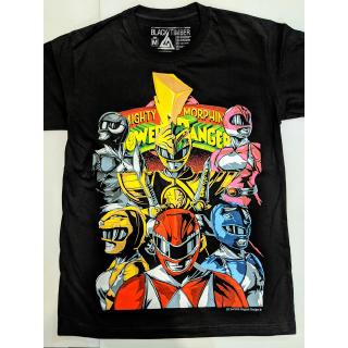 เสื้อยืดลายกราฟฟิก power rangers สีดํา