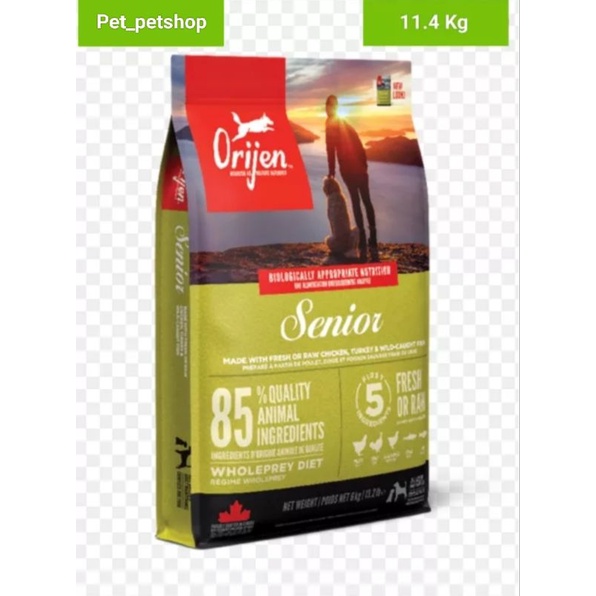 ORIJEN สูตร Senior สุนัขอายุ 6ปีขึ้นไป ทุกสายพันธุ์ 11.4กิโลกรัม