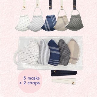 แมสผ้า หน้ากากผ้า (5ชิ้น +สายคล้อง) organic cotton3ชั้น ของแท้จาก KidsplanetOfficial (3085K)