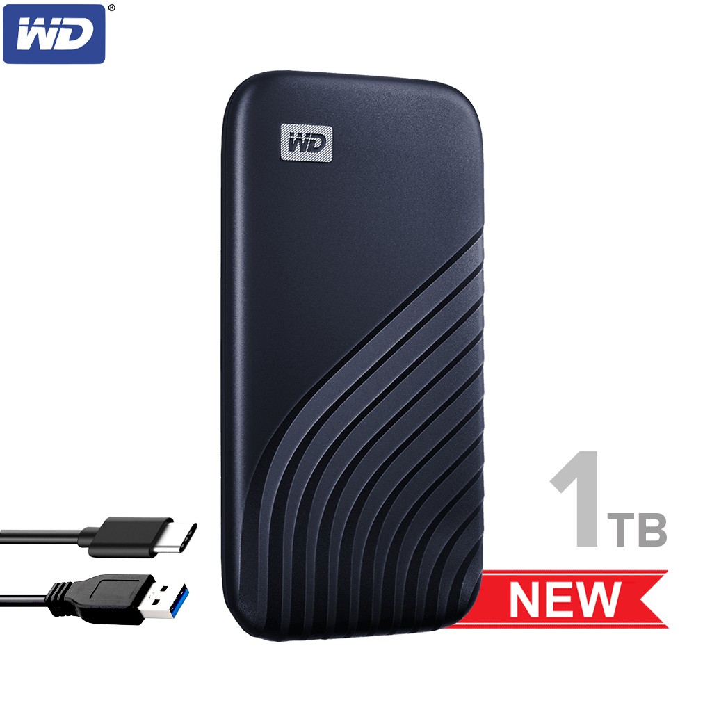 WD My Passport SSD 1TB ฮาร์ดดิสก์แบบพกพา Type-C, USB 3.0 (WDBAGF0010BBL-WESN) Blue น้ำเงิน อ่าน1050M