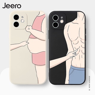 Jeero เคสคู่ เคสไอโฟน คู่รัก ขอบเหลี่ยมกันกระแทกซิลิโคนนุ่มการ์ตูนน่ารักตลก เคสโทรศัพท์ Compatible for iPhone 15 14 13 12 11 Pro Max SE 2020 X XR XS 8 7 ip 6S 6 Plus HFE1085